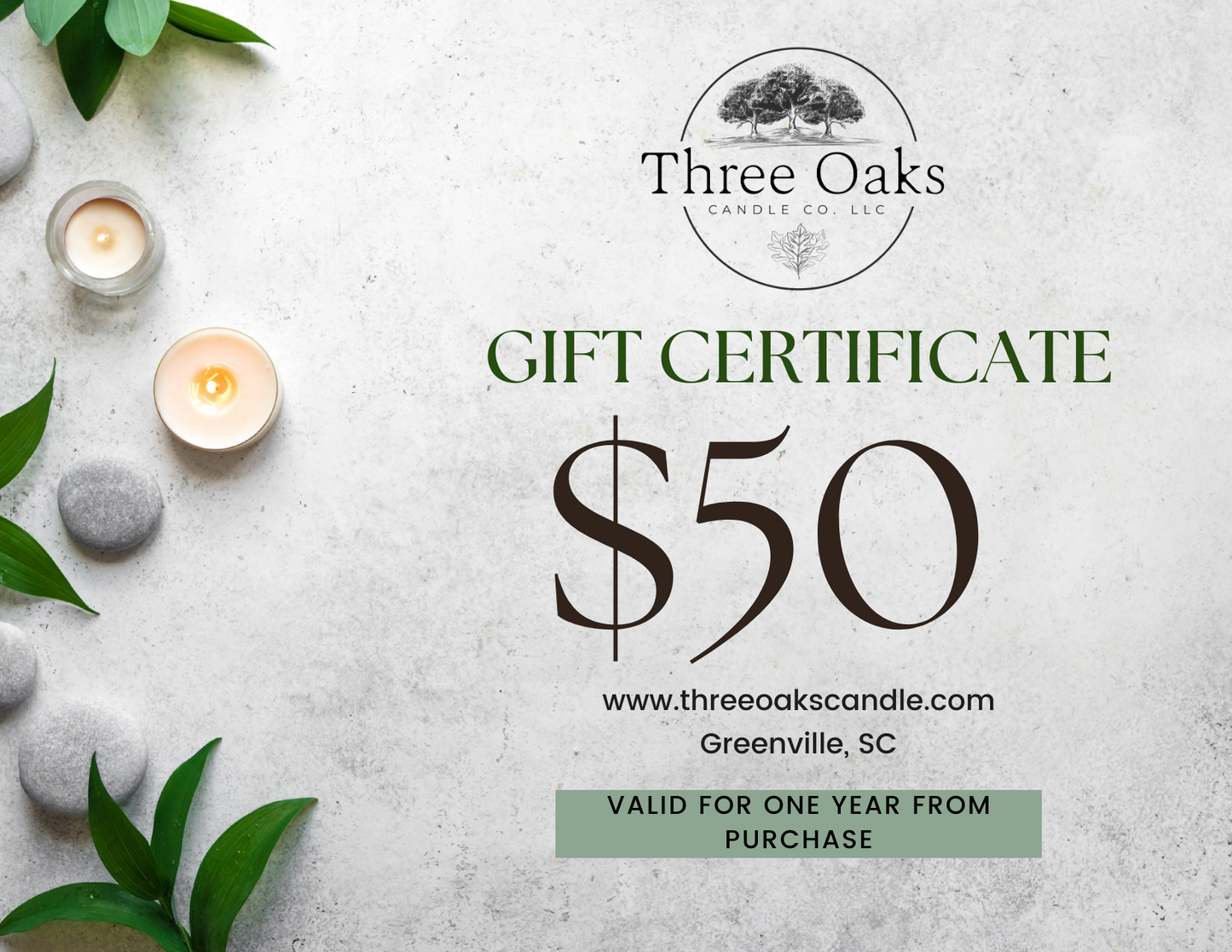 Three Oaks Candle Co Gift Card